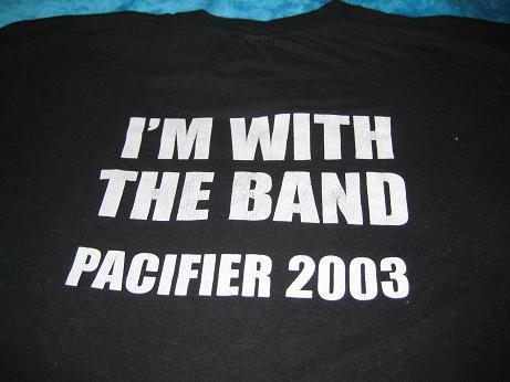 I'm with the band T shirt given out by The Rock Fm. At the Rocky cCla bar - back